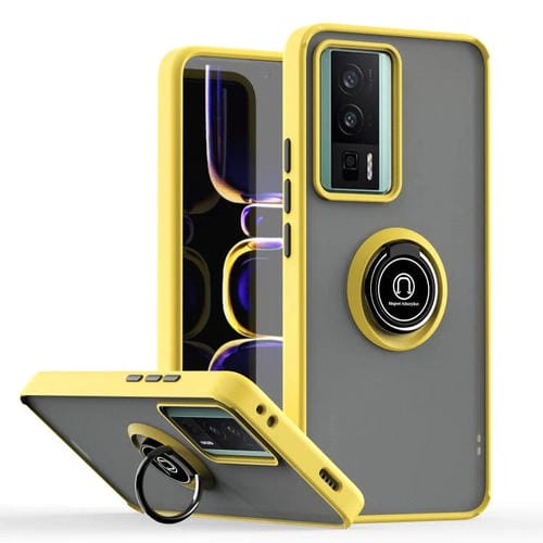 Funda de TPU + PC con anillo para Redmi K60 / K60 Pro / Poco F5 Pro Q Shadow 1 Series (amarilla)