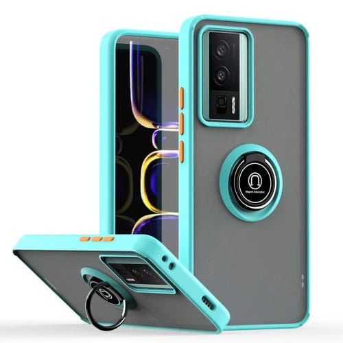 Funda de TPU + PC con anillo para Redmi K60 / K60 Pro / Poco F5 Pro Q Shadow 1 Series (azul cielo)
