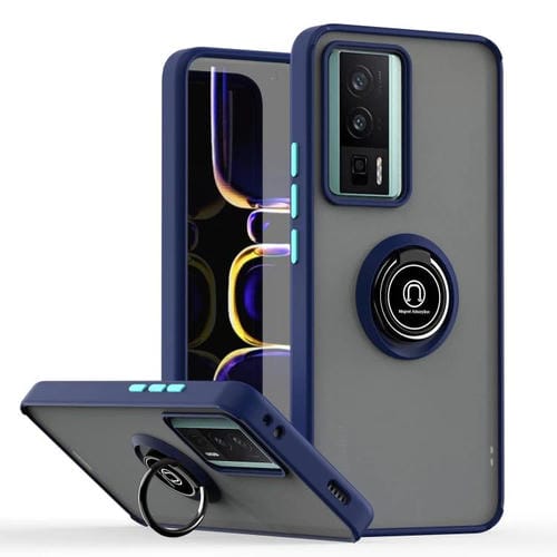 Funda de TPU + PC con anillo para Redmi K60 / K60 Pro / Poco F5 Pro Q Shadow 1 Series (azul real)