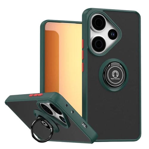 Funda de TPU + PC con anillo para Redmi Turbo 3 / Poco F6 Q Shadow 1 (verde oscuro)
