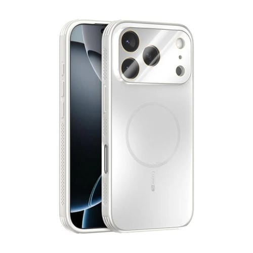 Funda ABEEL MagSafe esmerilada con disipación de calor y película para lente para iPhone 17 Pro (blanca)