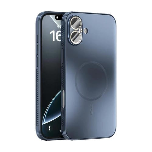 Funda ABEEL MagSafe esmerilada con disipación de calor y película para lente para iPhone 16 Plus (azul oscuro)