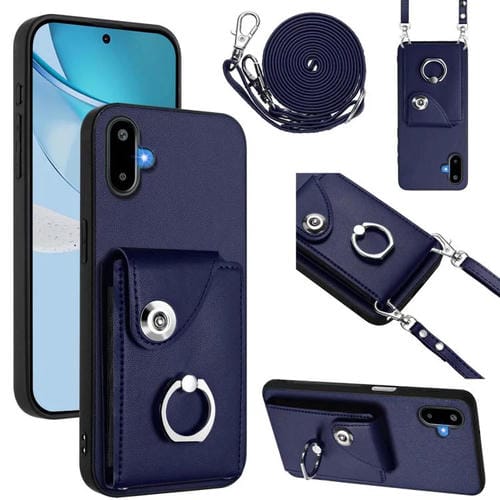 Funda para Samsung Galaxy F06 5G / M06 5G con tarjetero y anilla, con cordón largo (azul)