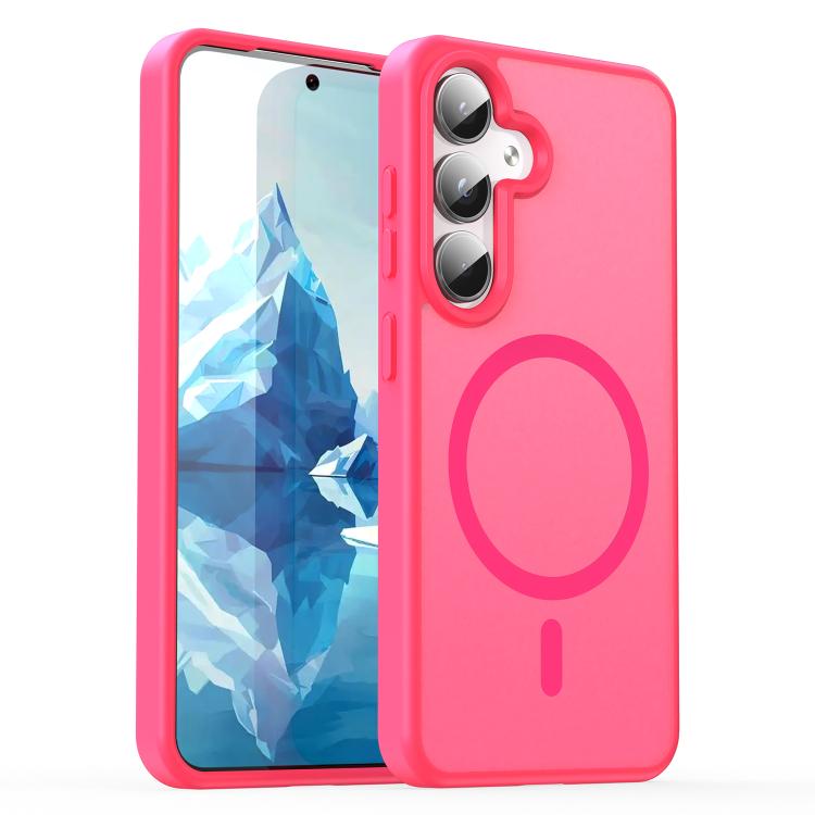 Funda híbrida de TPU translúcida con acabado mate MagSafe para Samsung Galaxy S25 5G (rosa)