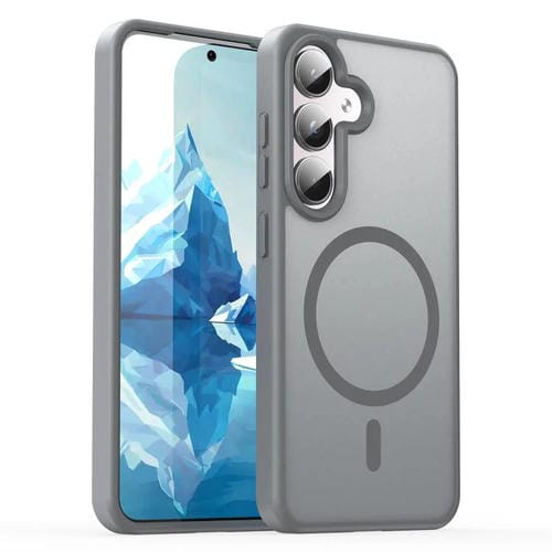 Funda híbrida de TPU translúcida con acabado mate MagSafe para Samsung Galaxy S24 5G (gris plateado)