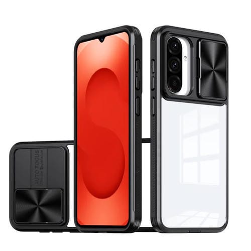 Funda deslizante de acrílico transparente + PC + TPU para Samsung Galaxy A26 5G, cobertura total (negro)