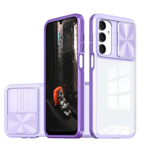 Funda deslizante de acrílico transparente + PC + TPU para Samsung Galaxy A16 5G, cobertura total (morado)