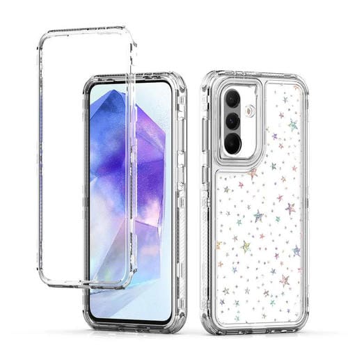 Funda de papel acrílico transparente con efecto láser para Samsung Galaxy A36 5G (Estrellas)