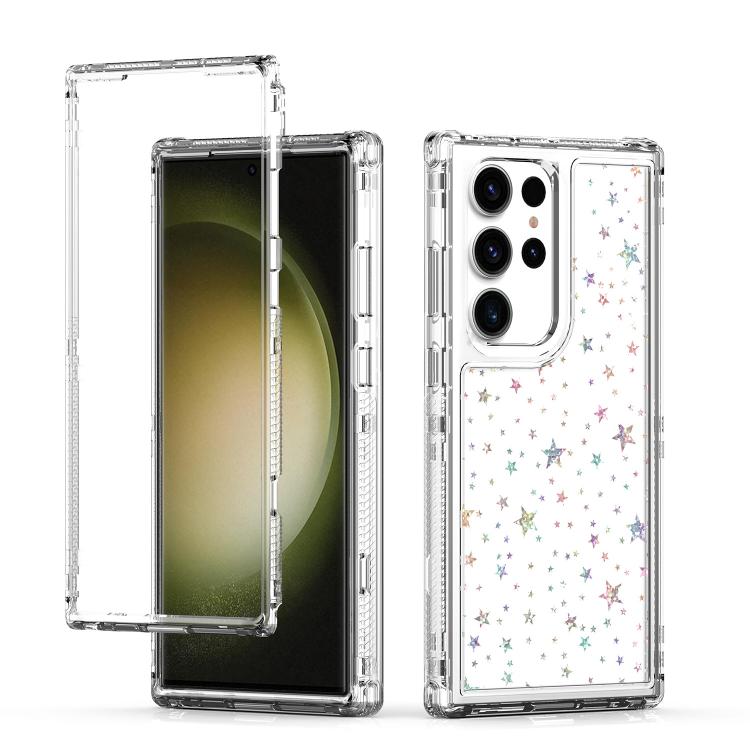 Funda de papel acrĂlico transparente con efecto lĂĄser para Samsung Galaxy S23 Ultra 5G (Estrellas)