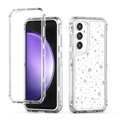 Funda de papel acrílico transparente con efecto láser para Samsung Galaxy S23 FE 5G (Estrellas)