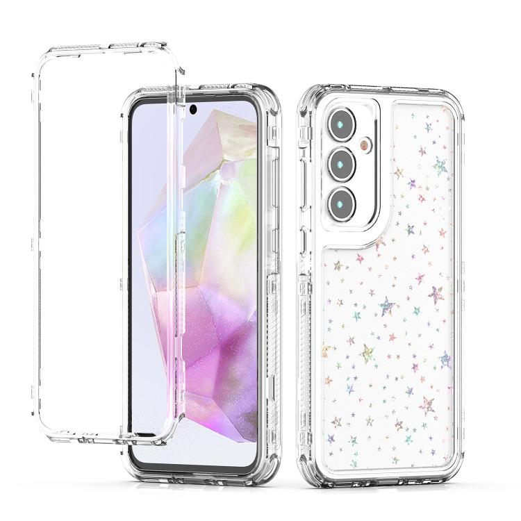 Funda de papel acrĂlico transparente con efecto lĂĄser para Samsung Galaxy A35 5G (Estrellas)