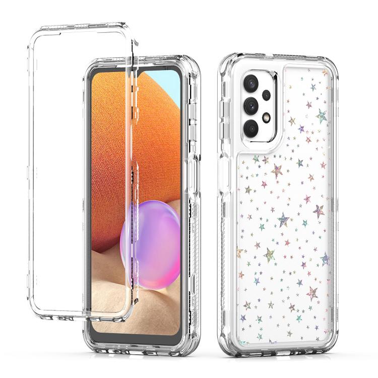 Funda de papel acrĂlico transparente con efecto lĂĄser para Samsung Galaxy A32 5G (Estrellas)