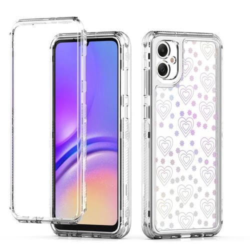 Funda de acrílico transparente con efecto láser para Samsung Galaxy A05 (corazón)