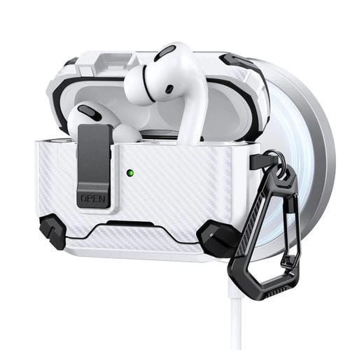 Estuche magnético MagSafe de dos colores con diseño de fibra de carbono para AirPods Pro (negro y blanco)