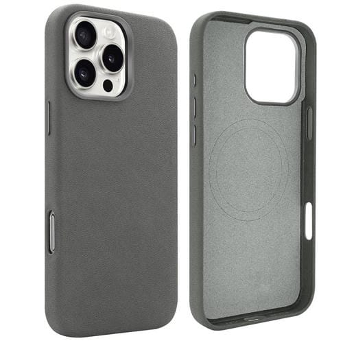 Funda VIETAO de piel sintética MagSafe de ante para iPhone 15 Pro Max (gris oscuro)