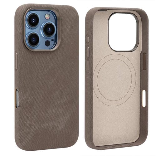 Funda VIETAO de cuero sintético con textura vaquera retro MagSafe para iPhone 16 Pro Max (marrón)