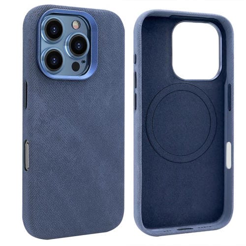 Funda VIETAO de cuero sintético con textura vaquera retro MagSafe para iPhone 15 Pro (azul oscuro)