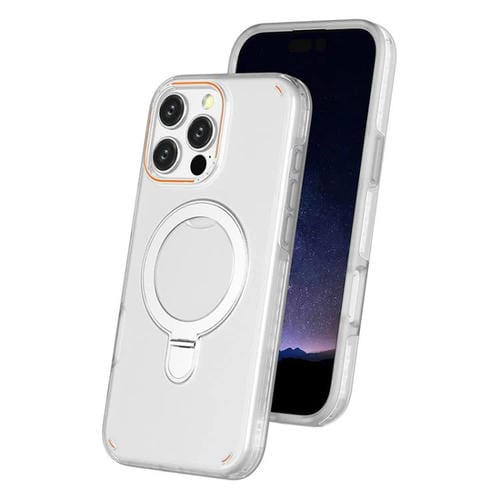 Funda colorida 2 en 1 con soporte de anillo MagSafe para iPhone 16 Pro Max (transparente)