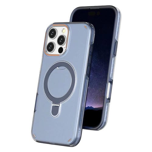 Funda colorida 2 en 1 con soporte de anillo MagSafe para iPhone 16 Pro Max (azul rey)