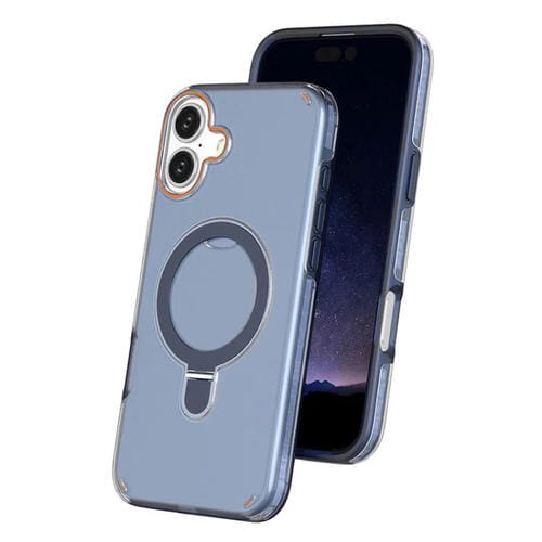 Funda colorida 2 en 1 con soporte de anillo MagSafe para iPhone 16 Plus (azul rey)