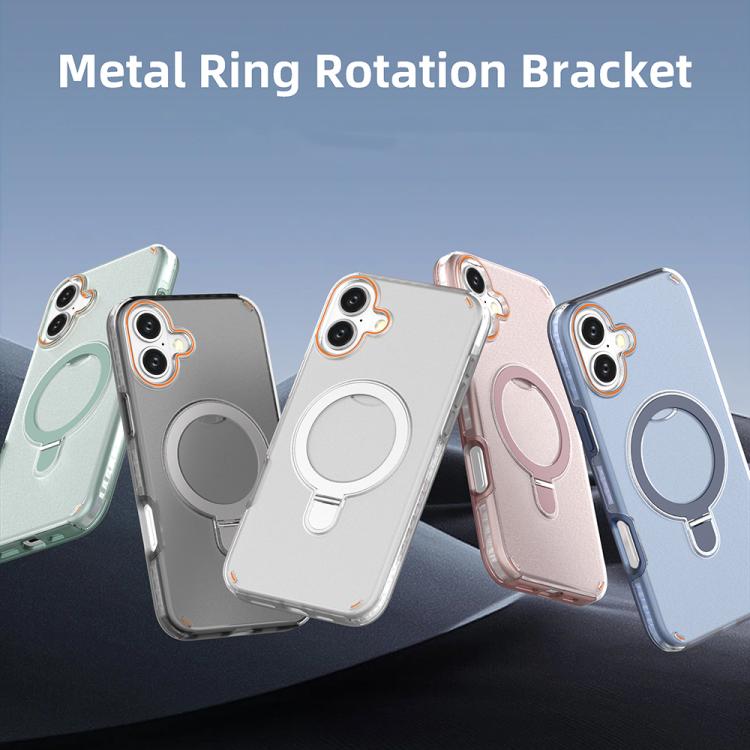 Funda colorida 2 en 1 con soporte de anillo MagSafe para iPhone 16 Plus (azul rey)