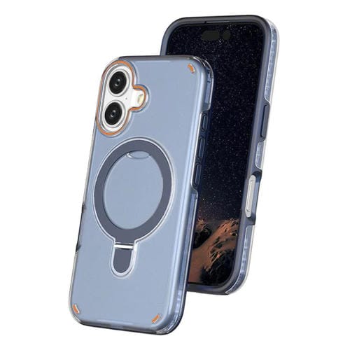 Funda colorida 2 en 1 con soporte de anillo MagSafe para iPhone 16 (azul rey)