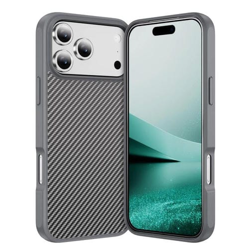 Funda MagSafe con textura de fibra de carbono y tacto suave para iPhone 17 Pro (gris)