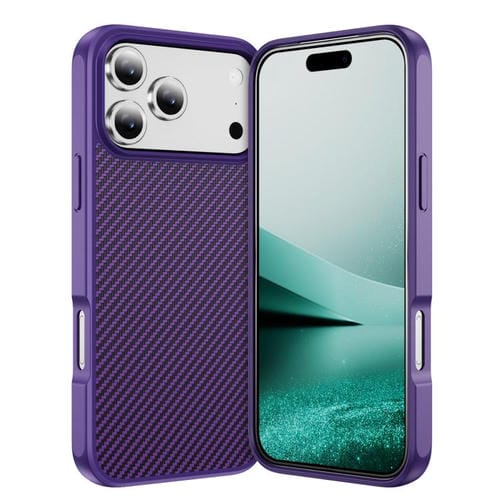 Funda MagSafe con textura de fibra de carbono y tacto suave para iPhone 17 Pro (morada)