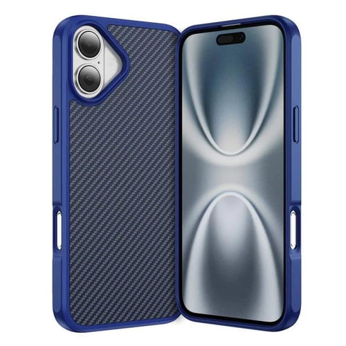 Funda MagSafe con textura de fibra de carbono y tacto suave para iPhone 17 (azul)