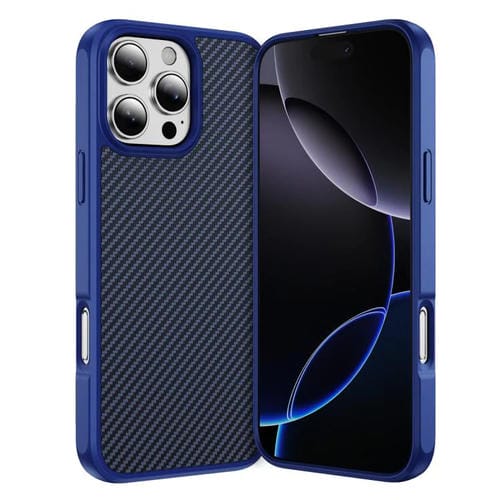 For iPhone 16 Pro Max Carbon Fiber Texture Skin-feel MagSafe Phone Case(Blue)