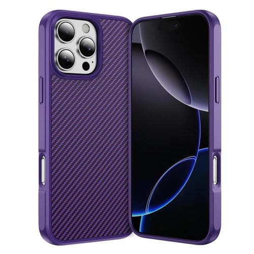 For iPhone 16 Pro Carbon Fiber Texture Skin-feel MagSafe Phone Case(Purple)
