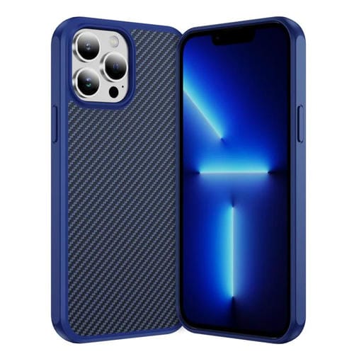 Funda MagSafe con textura de fibra de carbono y tacto suave para iPhone 13 Pro (azul)