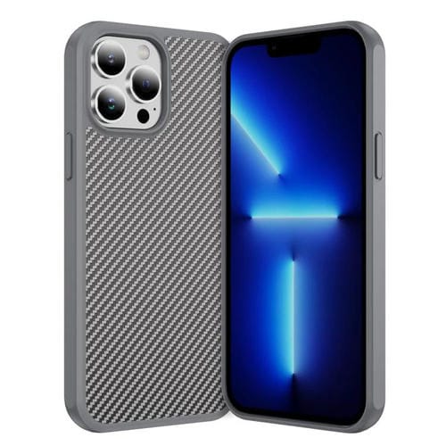 Funda MagSafe con textura de fibra de carbono y tacto suave para iPhone 13 Pro (gris)