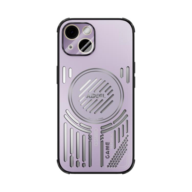 Funda ABEEL Ice Fox Series con disipador de calor magnético para iPhone 15 (rosa y morado)