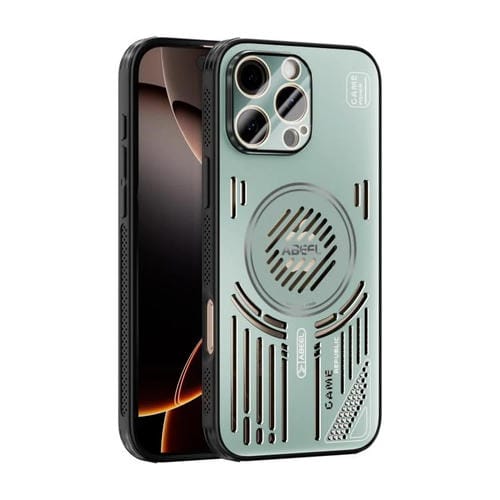 Funda ABEEL Ice Fox Series con disipador de calor Magsafe para iPhone 16 Pro Max (verde claro)