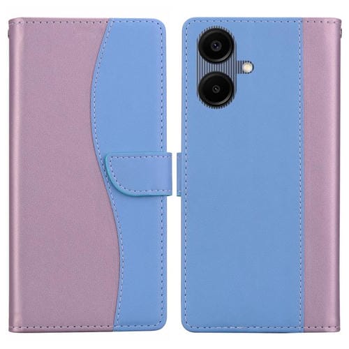 Funda de cuero bicolor con relieve para Samsung Galaxy A07 4G/5G (rosa y azul)