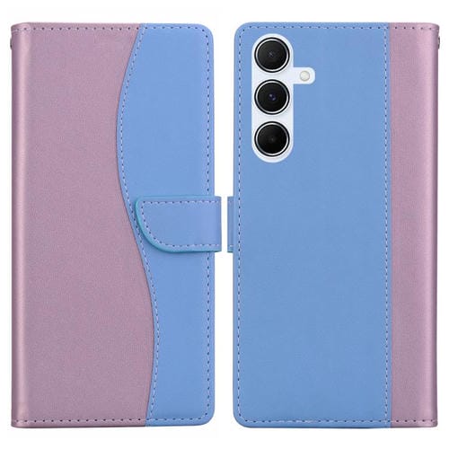 Funda de cuero bicolor con relieve para Samsung Galaxy A14 4G/5G (rosa y azul)