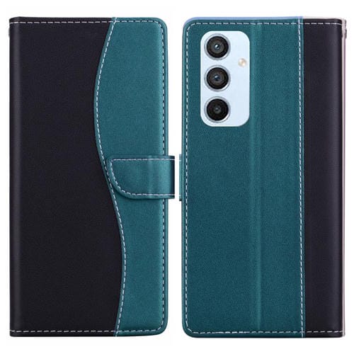 Funda de cuero bicolor con relieve para Samsung Galaxy A54 5G (negro y verde)