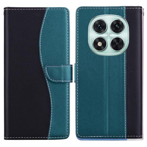 Funda de cuero bicolor con relieve para Redmi Note 14 Pro 4G/5G (negro y verde)