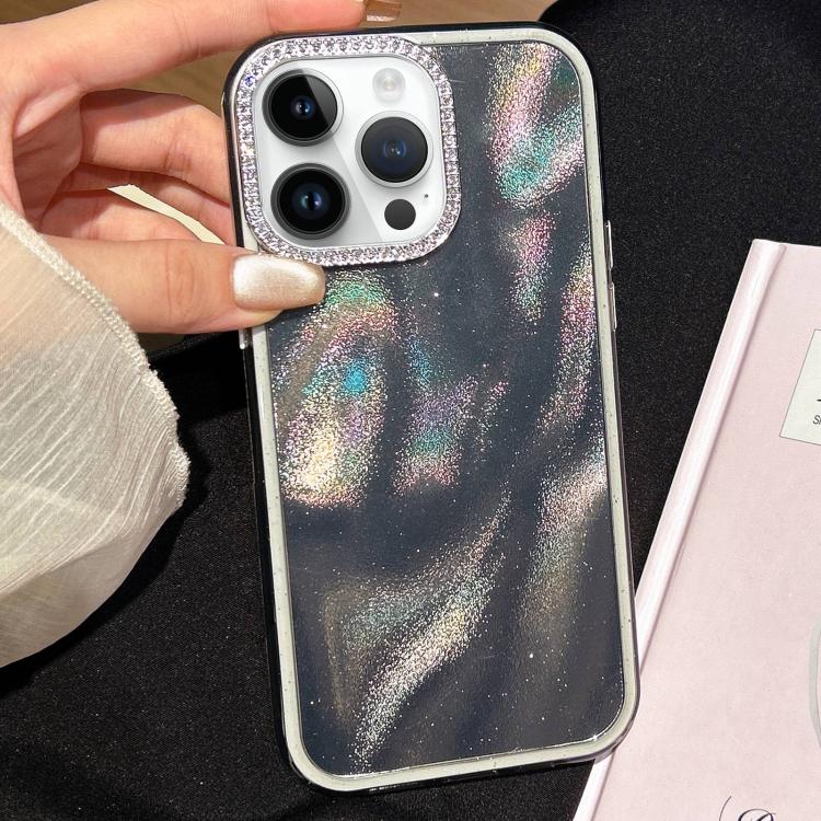 Funda 3 en 1 con diseño de arena movediza y marco de diamante para iPhone 13 Pro (negra)