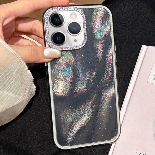 Funda 3 en 1 con diseño de arena movediza y marco de diamante para iPhone 11 Pro Max (negra)