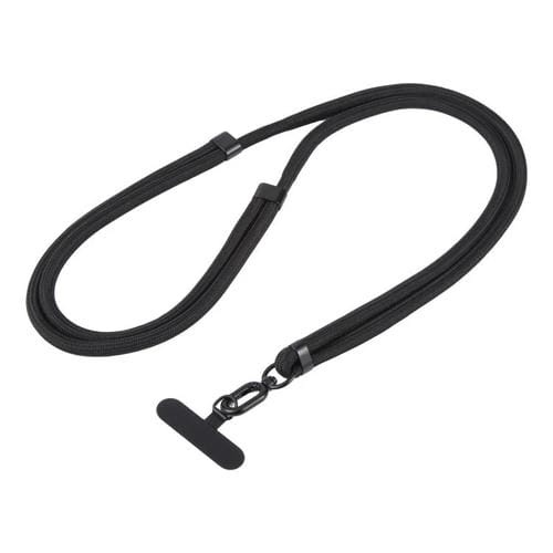 Cordón para teléfono móvil cruzado, ajustable, de poliéster de 7 mm, color sólido, bidireccional (negro)