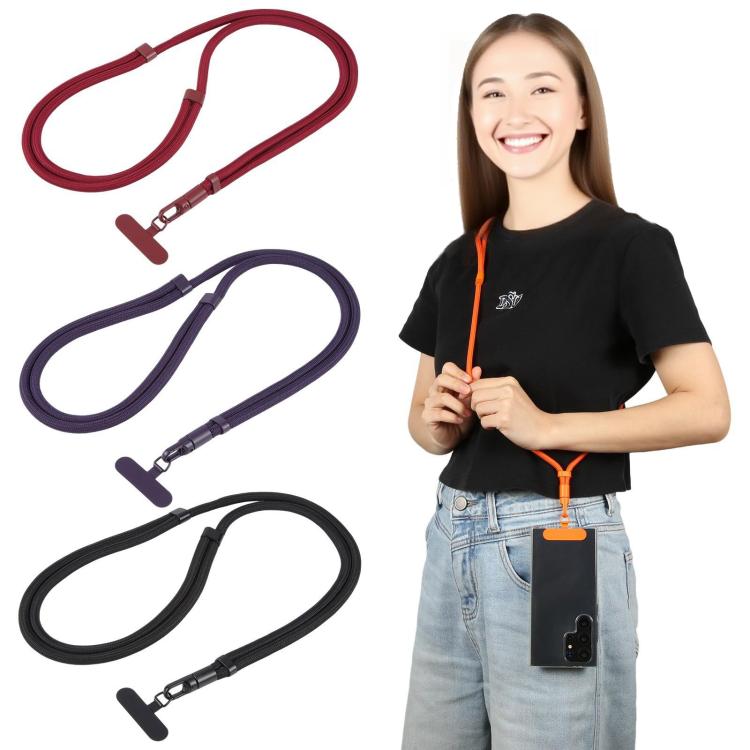 Cordón ajustable minimalista para teléfono móvil, de poliéster de 7 mm, color sólido (rosa)