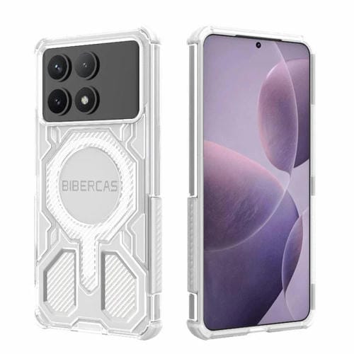 Funda BIBERCAS transparente con diseño de bolsa de aire MagSafe para Redmi K70 (blanca)