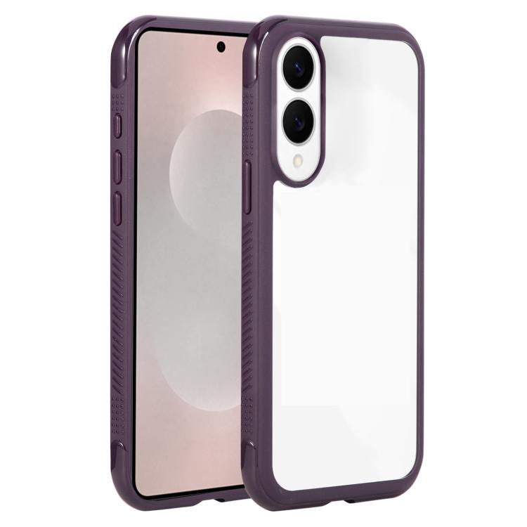 Funda de acrĂlico TPU transparente con borde liso para Samsung Galaxy S25 Edge 5G (morado oscuro)