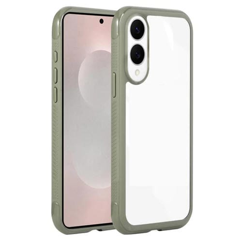 Funda de acrílico TPU transparente con borde liso para Samsung Galaxy S25 Edge 5G (verde militar)