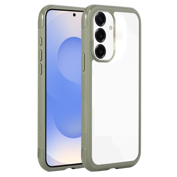 Funda de acrílico TPU transparente con borde liso para Samsung Galaxy S25/S24 5G (verde militar)
