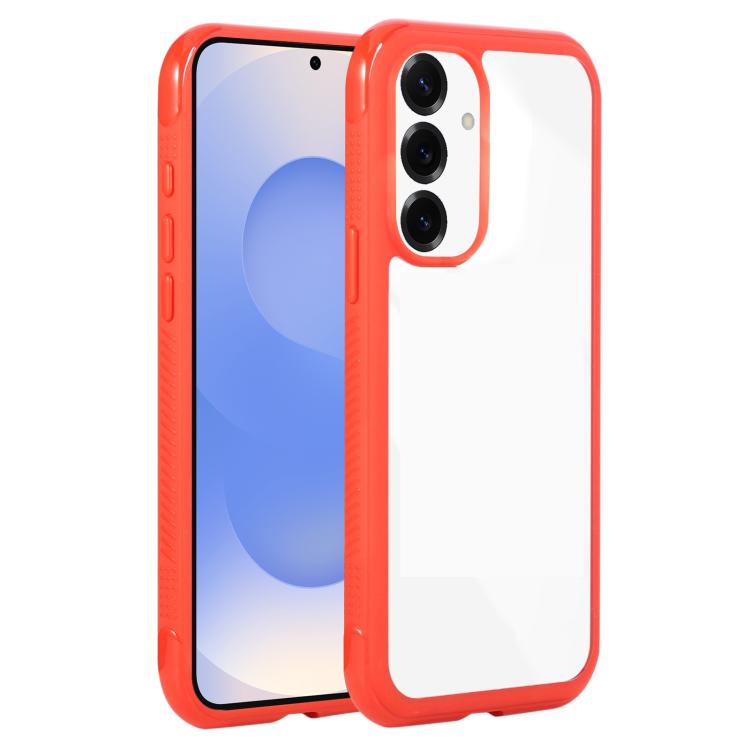 Funda de acrílico TPU transparente con borde liso para Samsung Galaxy S25/S24 5G (rojo)