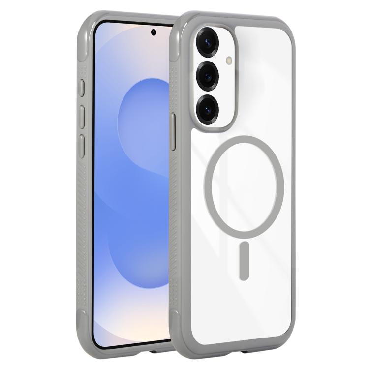 Funda magnética MagSafe transparente con borde liso para Samsung Galaxy S25+/S24+ 5G (gris)
