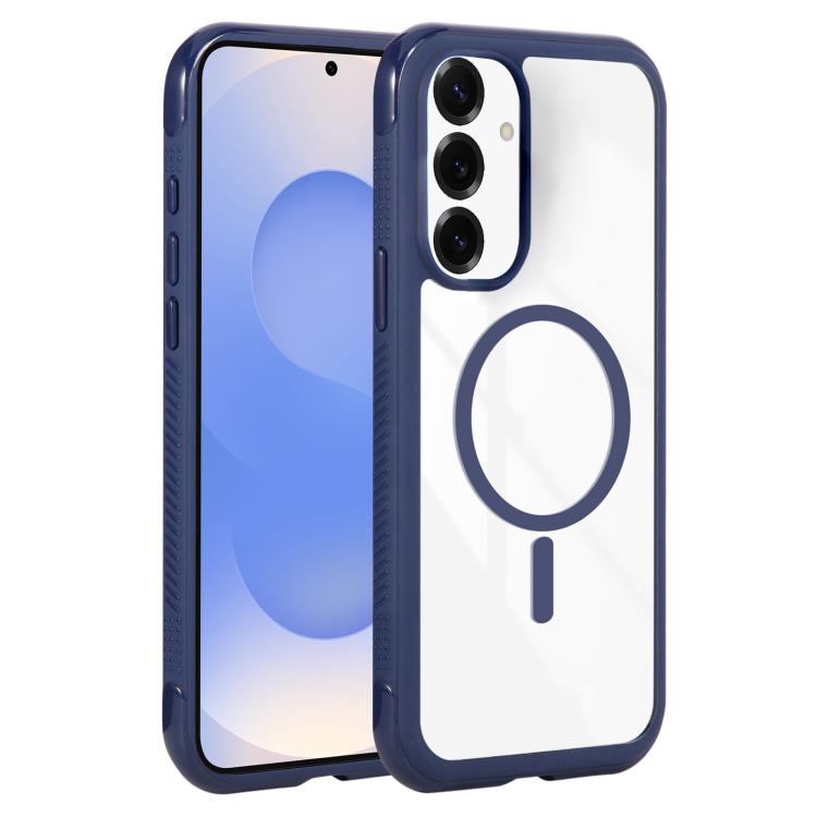 Funda magnética MagSafe transparente con borde liso para Samsung Galaxy S25+/S24+ 5G (azul rey)